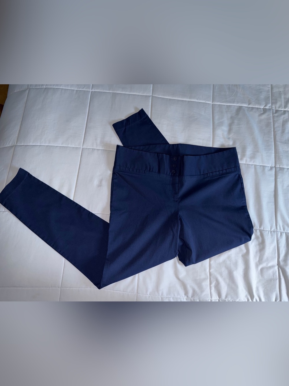 Women Low Rise Skinny Slacks Y2K Style Navy Blue- XL